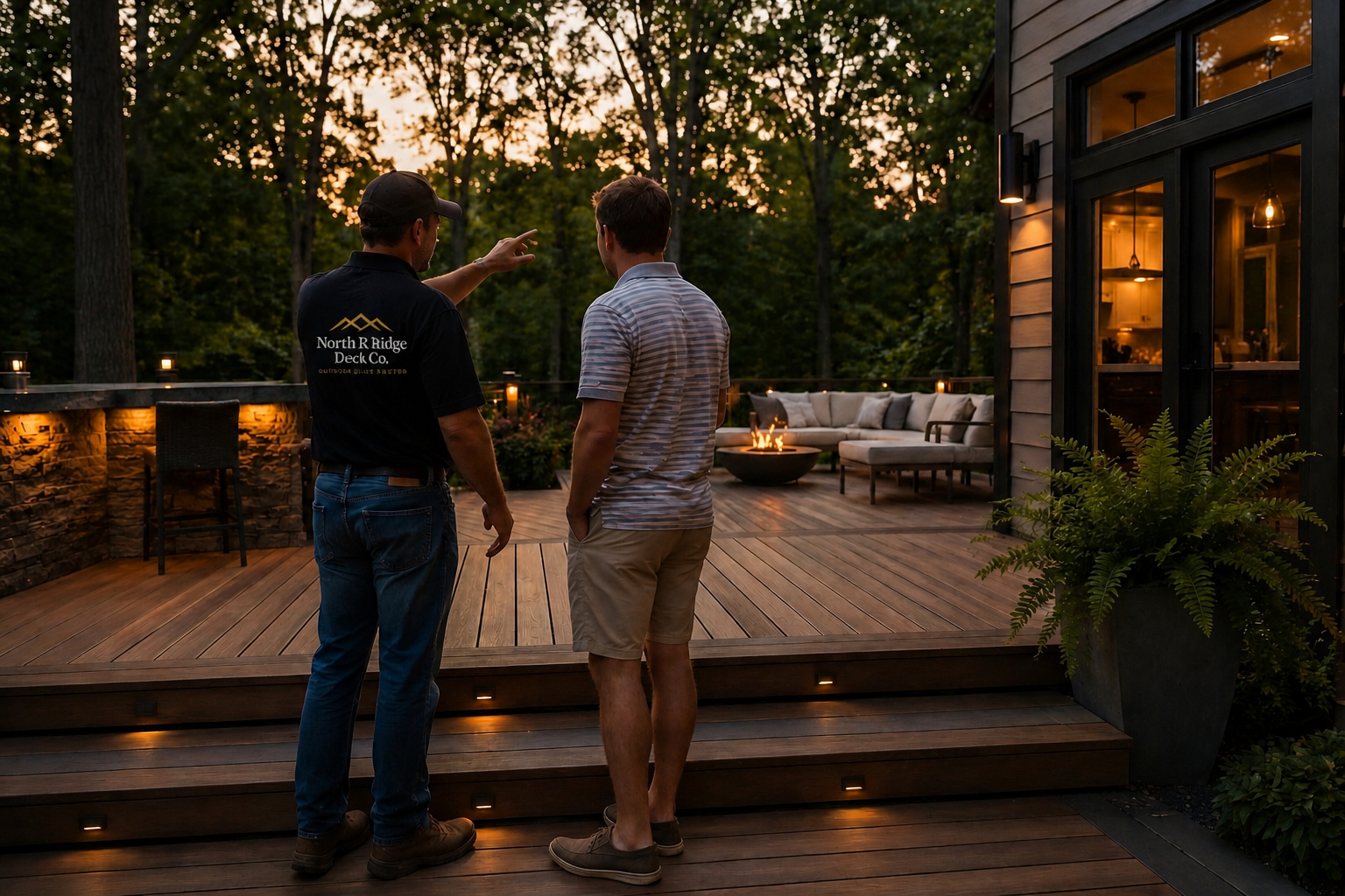 Contractor walking through project with homeowner
